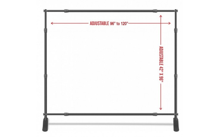 ADJUSTABLE BANNER STAND 8X8, OR 10X8 (BLACK COLOR WITH CARRY BAG)