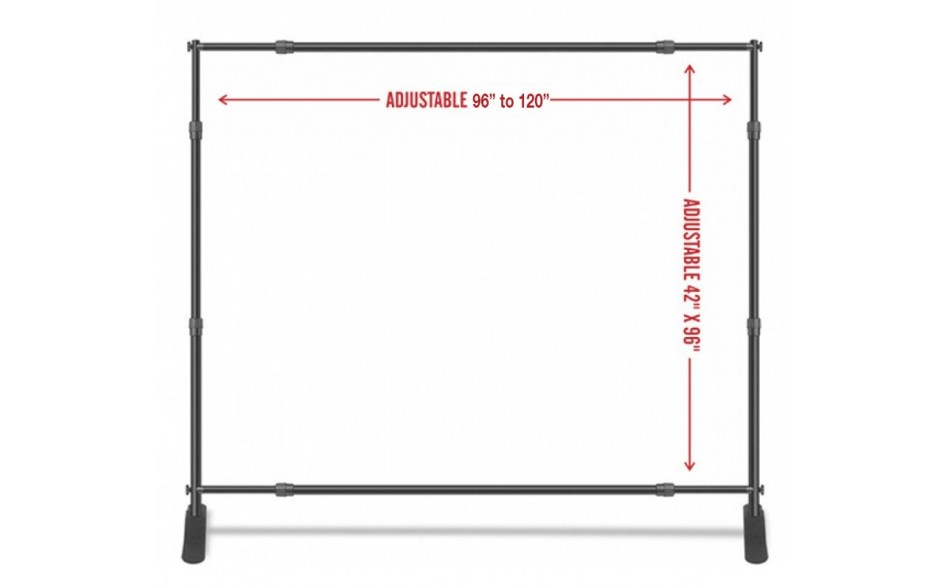 ADJUSTABLE BANNER STAND 8X8, OR 10X8 (BLACK COLOR WITH CARRY BAG)